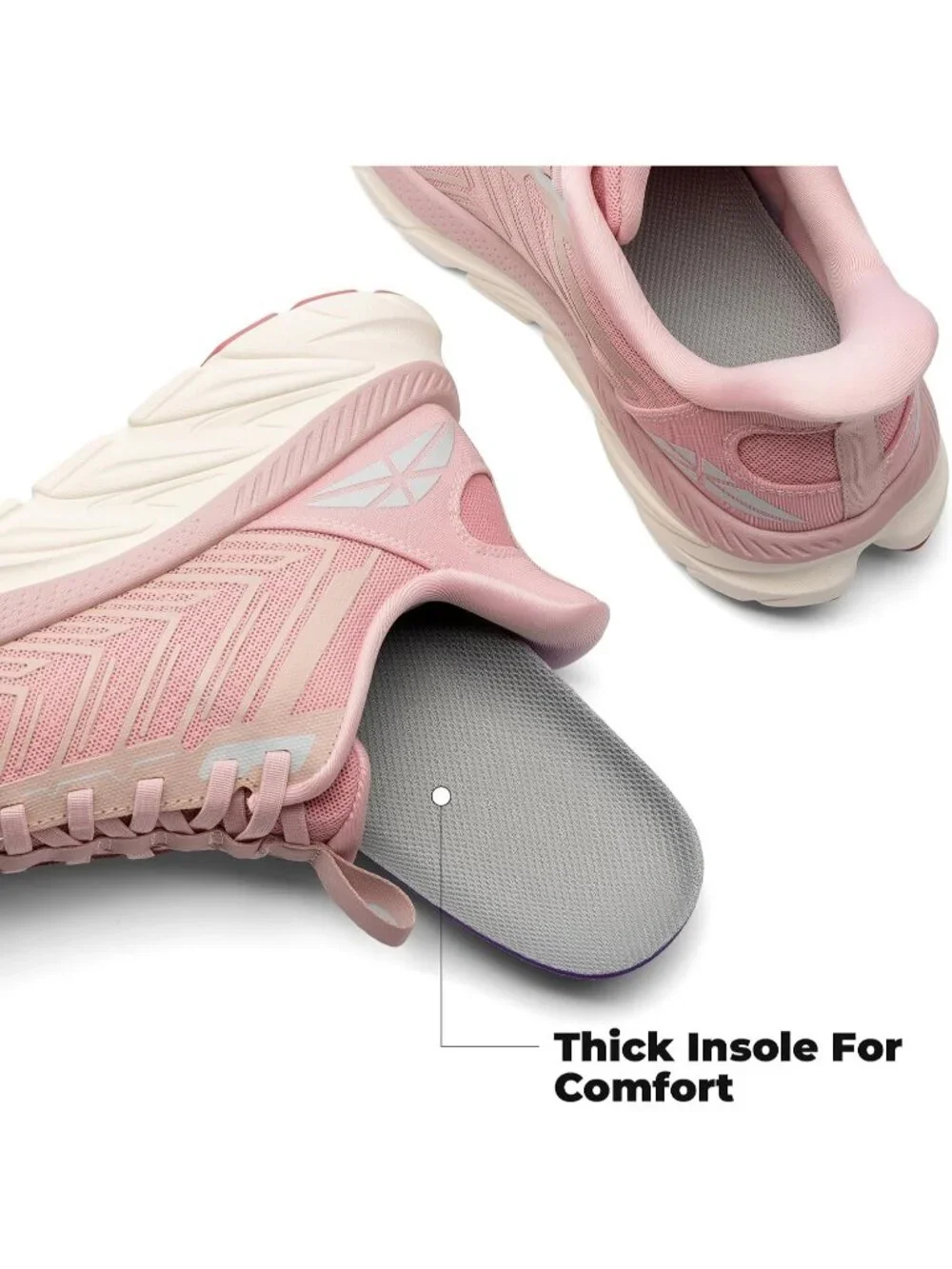 Women's Pink Walking Shoes Non Slip Pull On Round Toe Athletic Tennis Sneakers